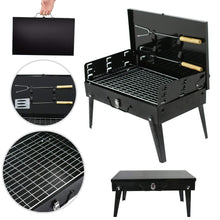 Barbecue Grill Toaster Stainless Steel Briefcase Style (Medium Black)