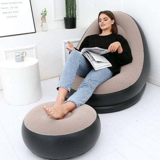 Inflatable Sofa Lounge Chair Air Sofa Indoor Leisure Couch For Home Office Rest Inflated Recliners Portable Deck Chair For Outdoor Travel Camping Picnic.